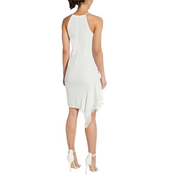 ADRIANNA PAPELL Asymmetrical-hem Halter Cocktail Dress in White Size 8 - Picture 3 of 9